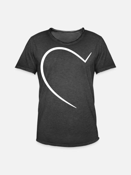 Half White Heart - Men's Vintage T-Shirt - washed black