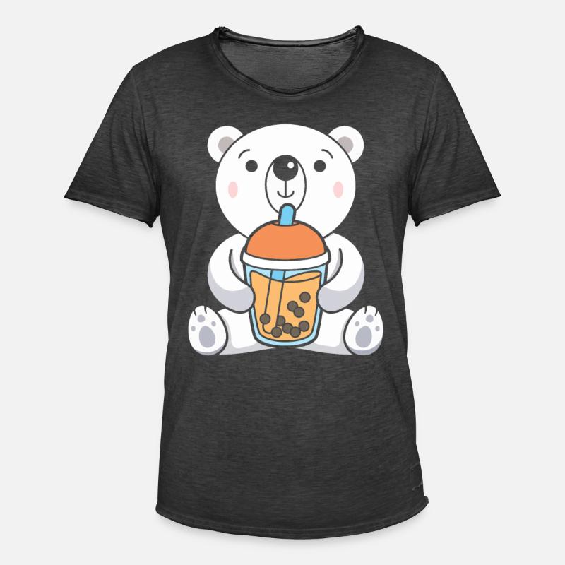 Bubble Tea Eisbär - Männer Vintage T-Shirt - Vintage Schwarz