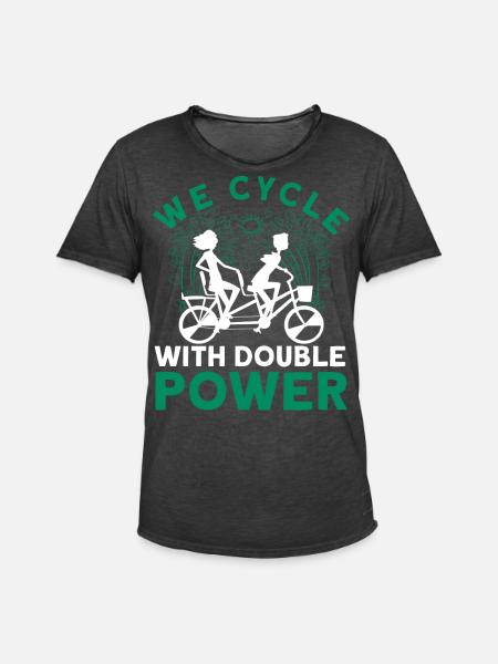 We Cycle With Double Power Tandem Bicycle - Men's Vintage T-Shirt - washed black