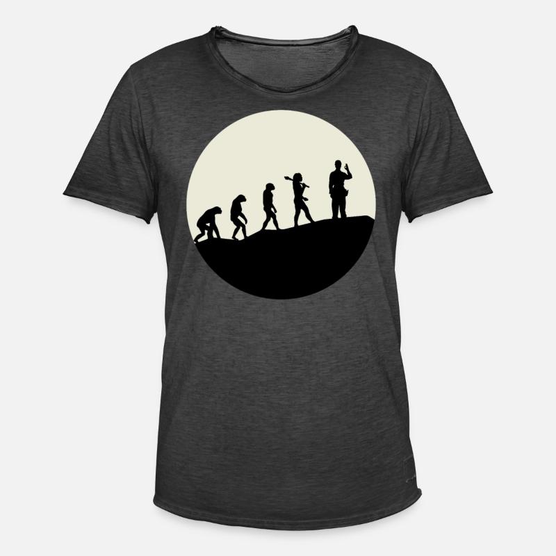 Laborer's Evolution Moon - Men's Vintage T-Shirt - washed black