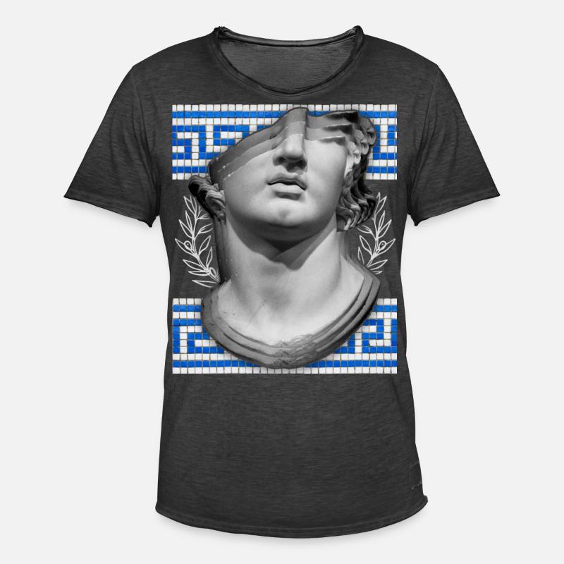 Greece, ancient sculpture, meandering pattern - Men's Vintage T-Shirt - washed black