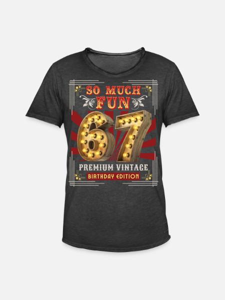67th birthday 67 years Vintage-Retro Fun-Birthday - Men's Vintage T-Shirt - washed black