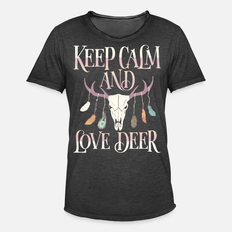 Hirschgeweih, Hirsche, Keep-Calm Spruch - Männer Vintage T-Shirt - Vintage Schwarz