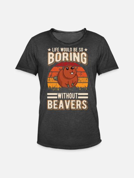 Biber Geschenk Biberdamm - Männer Vintage T-Shirt - Vintage Schwarz