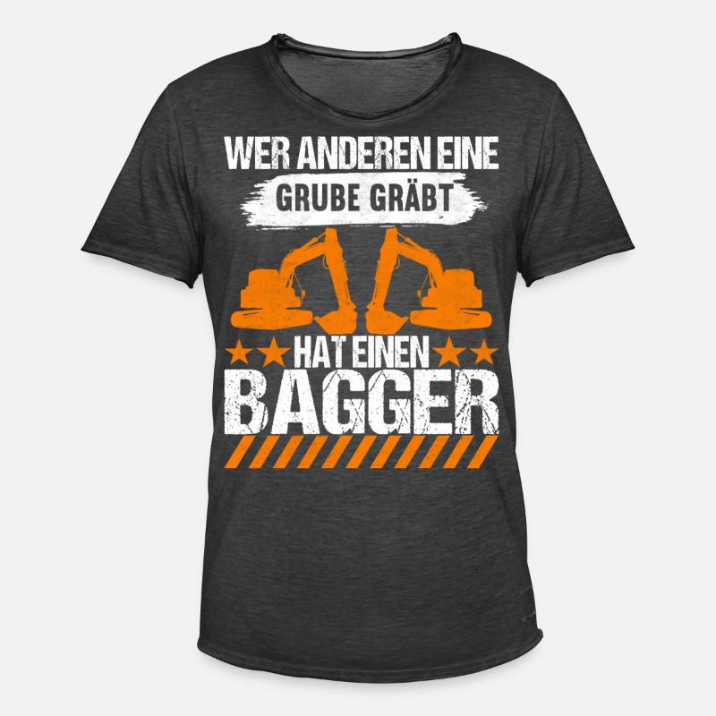 Baustelle Bagger Baggerfahrer - Männer Vintage T-Shirt - Vintage Schwarz