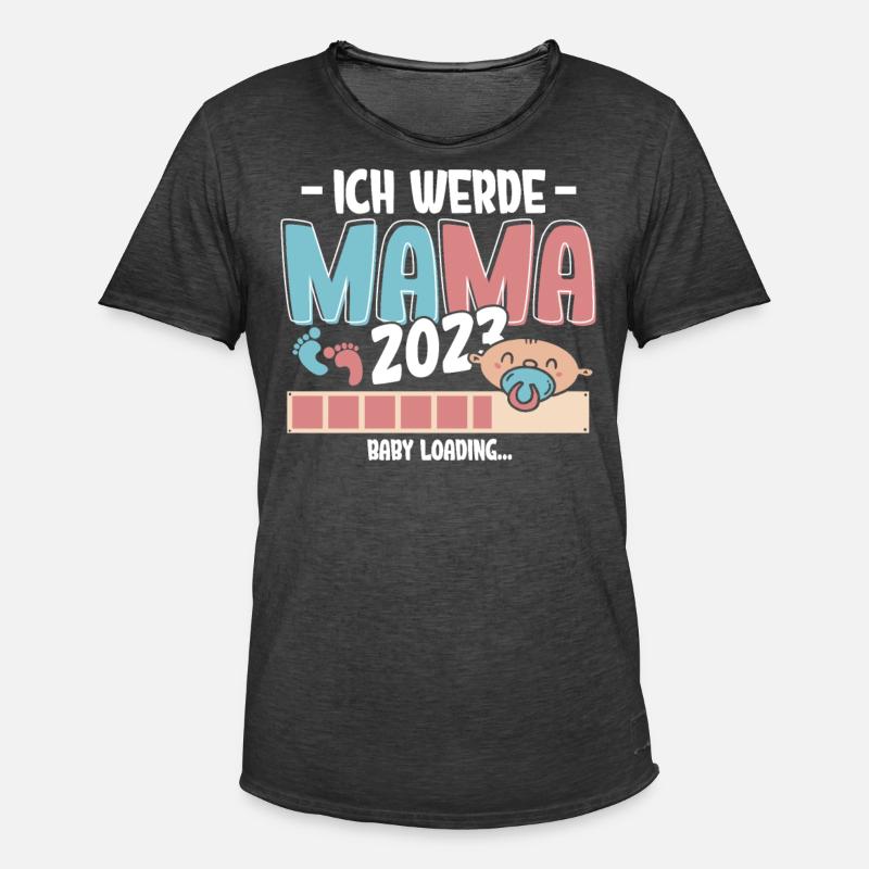 Ich werde Mama 2023 Loading - Männer Vintage T-Shirt - Vintage Schwarz