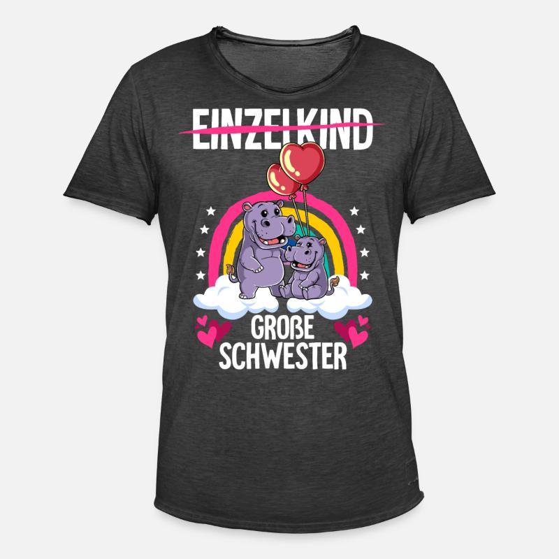 Ich werde Große Schwester Nilpferde - Männer Vintage T-Shirt - Vintage Schwarz