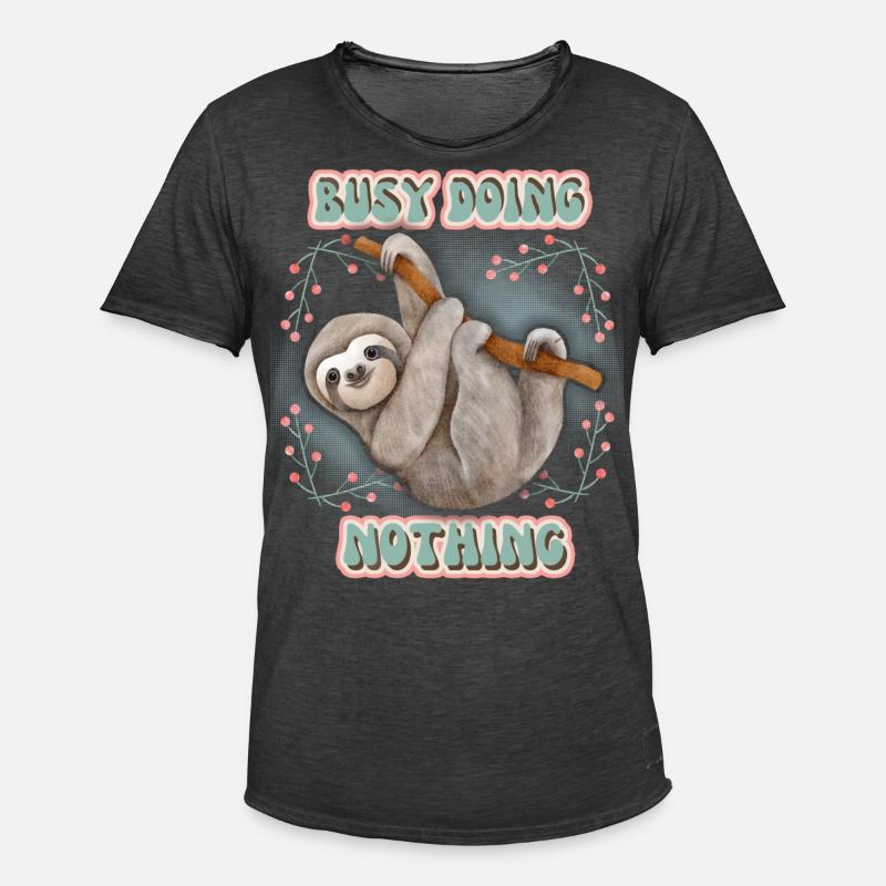 Sloth, Sloth, funny saying Doing-Nothing - Men's Vintage T-Shirt - washed black