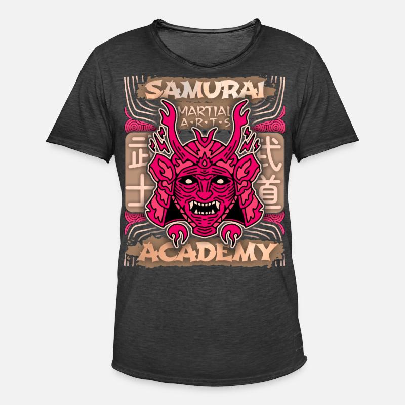 Japan Samurai-Krieger, Samurai-Academy Japan-Comic - Männer Vintage T-Shirt - Vintage Schwarz