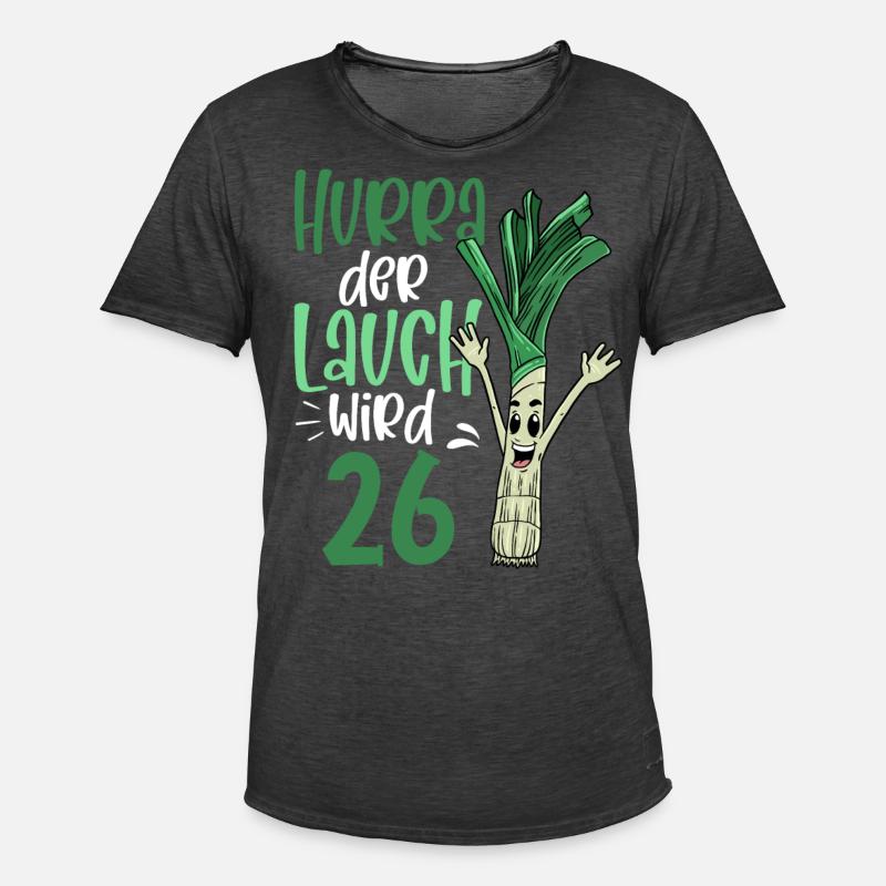Hurra der Lauch wird 26 - Männer Vintage T-Shirt - Vintage Schwarz