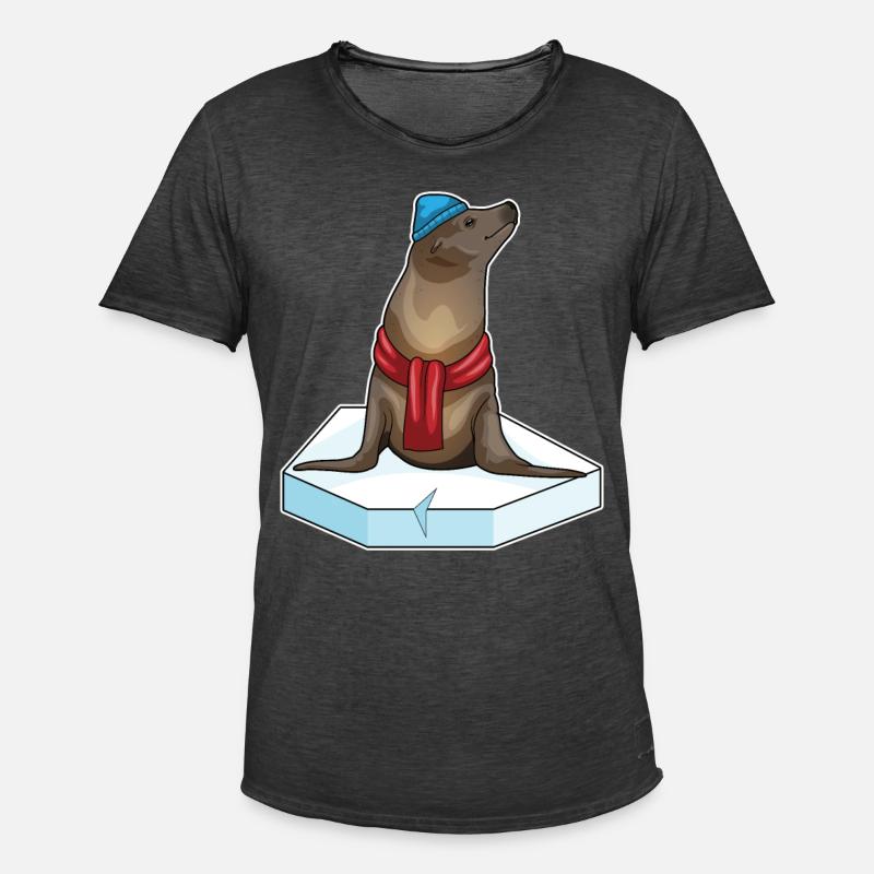 Seehund Eisscholle - Männer Vintage T-Shirt - Vintage Schwarz