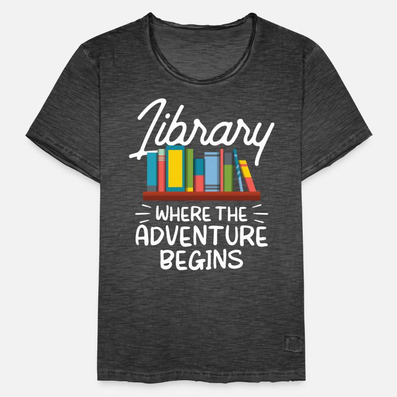 Bibliothek Wo Das Abenteuer Beginnt Bibliothekar Männer Vintage T-Shirt
