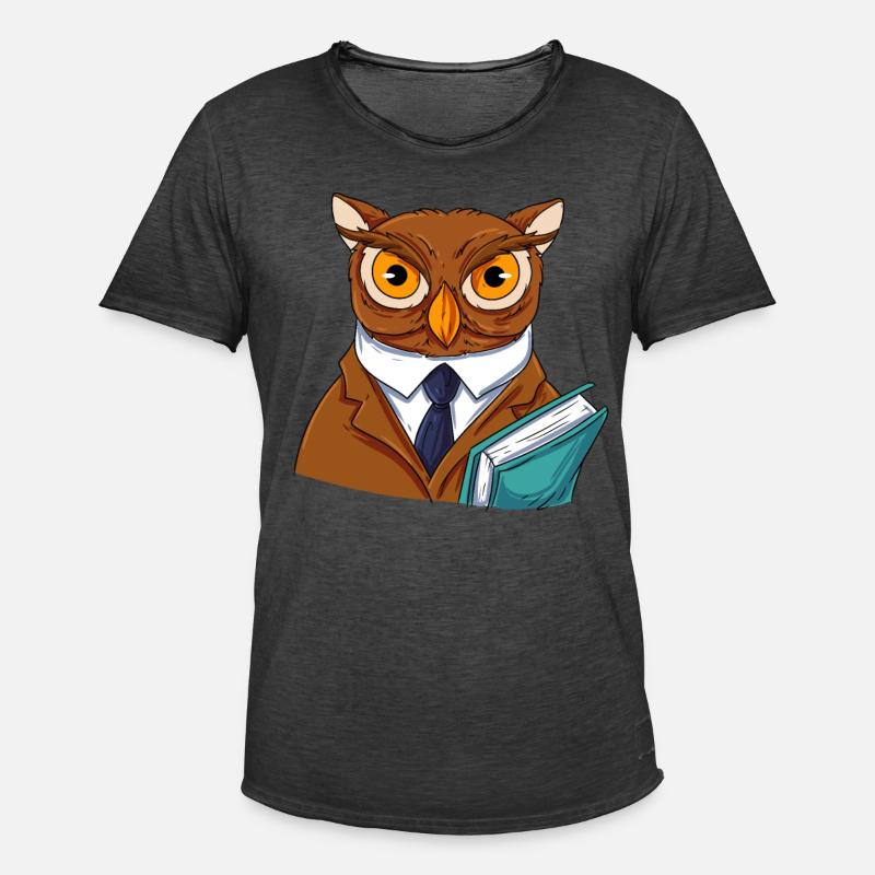 Eule Vogel Uhu - Männer Vintage T-Shirt - Vintage Schwarz