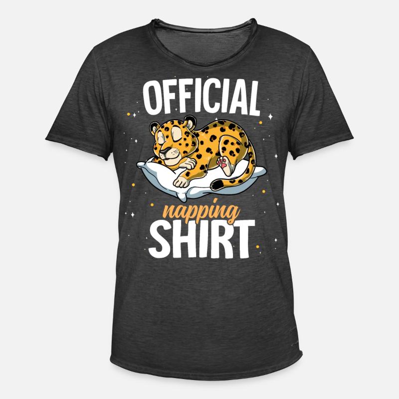 Schlafender Leopard Offizielles Nickerchen - Männer Vintage T-Shirt - Vintage Schwarz