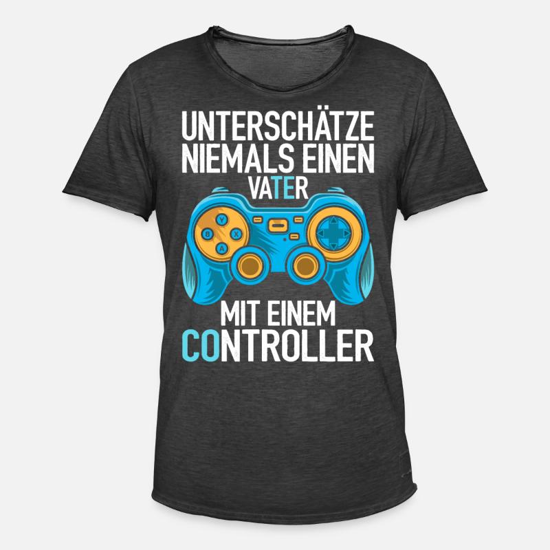 Unterschätze niemals einen Vater mit Controller - Männer Vintage T-Shirt - Vintage Schwarz