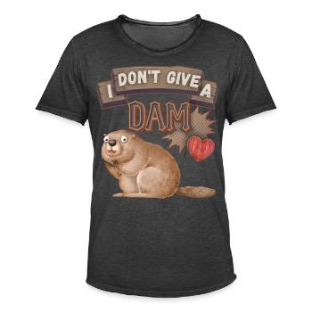 Funny Beaver, Beaver Saying, Pun, Pun - Men's Vintage T-Shirt - washed black - Front - Jose (178cm)