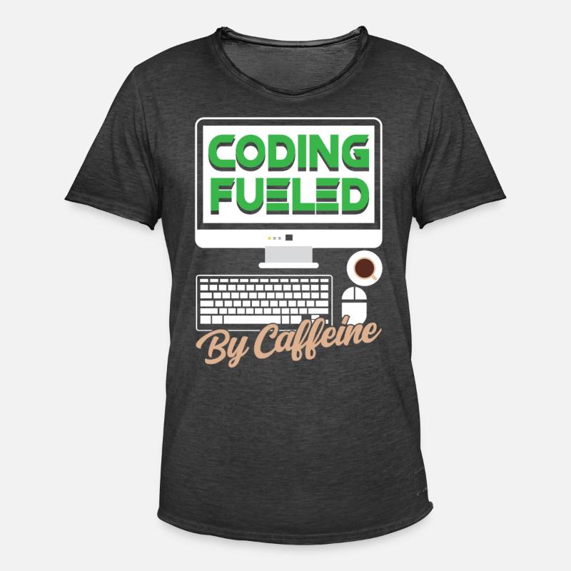 Programming powered by caffeine coding - Men's Vintage T-Shirt - washed black