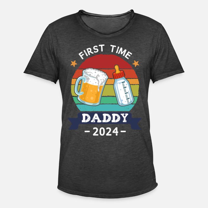 First Time Daddy 2024 - Männer Vintage T-Shirt - Vintage Schwarz