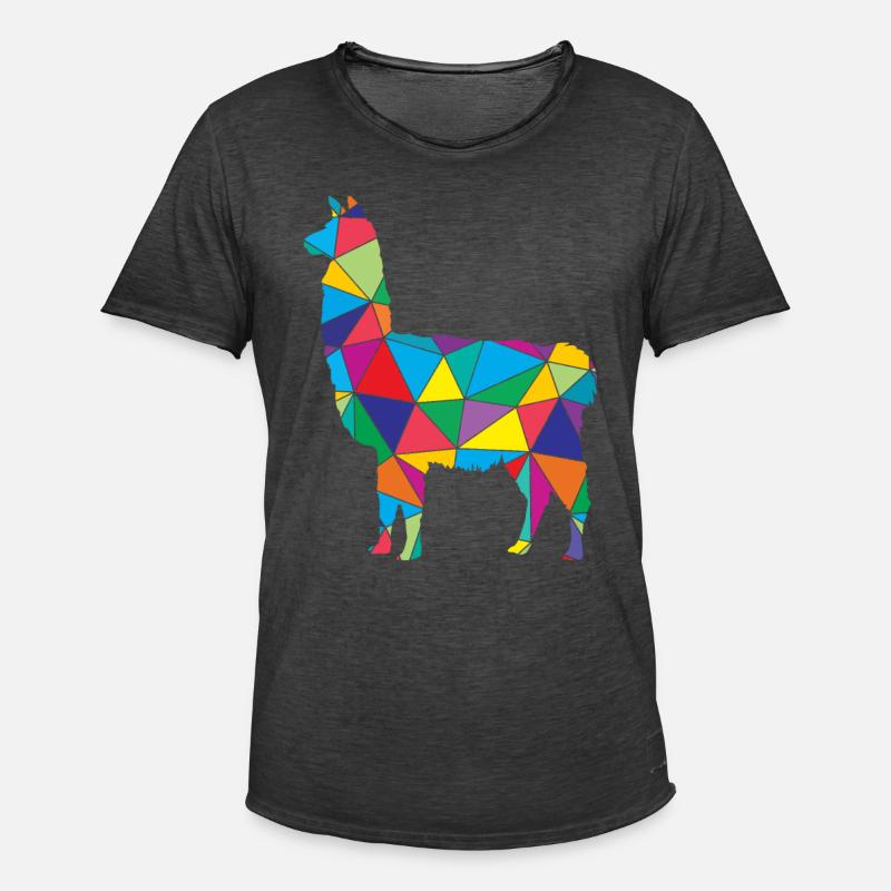 Lama Polygon Low Poly Tier - Männer Vintage T-Shirt - Vintage Schwarz