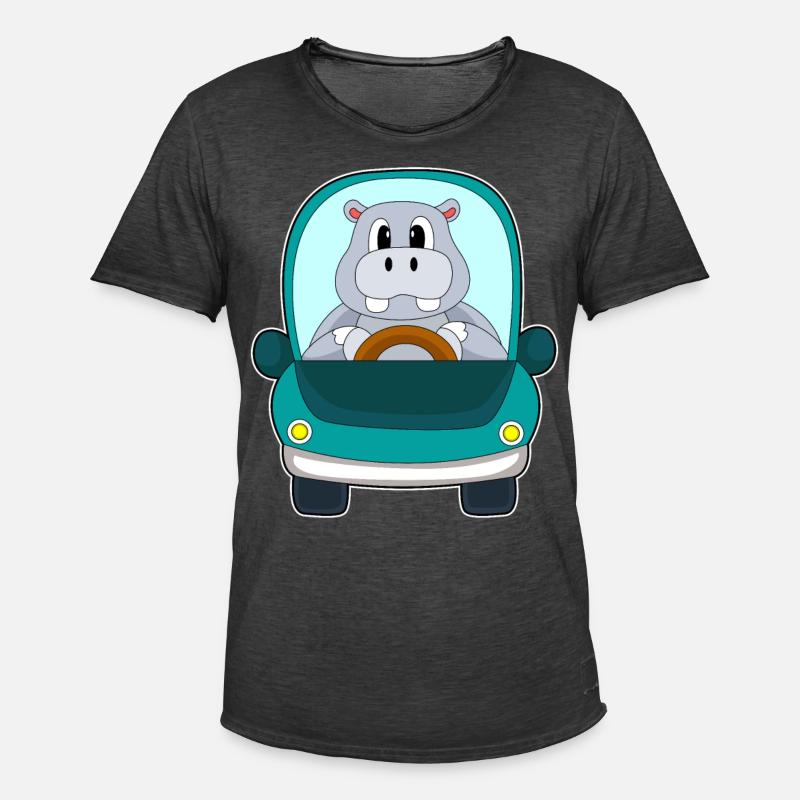 Nilpferd Auto - Männer Vintage T-Shirt - Vintage Schwarz