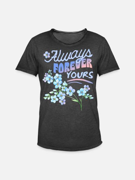 Forget-my-not, myosotis, Saint-Valentin - T-shirt vintage Homme - noir vintage