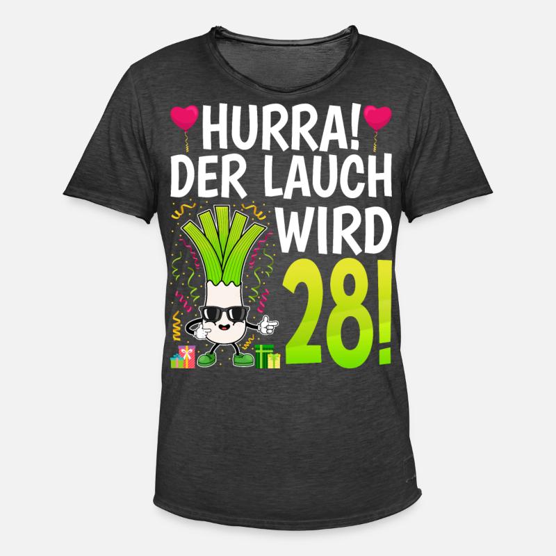 Hurra der Lauch wird 28 - Männer Vintage T-Shirt - Vintage Schwarz