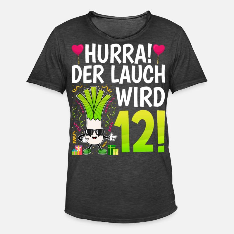 Hurra der Lauch wird 12 - Männer Vintage T-Shirt - Vintage Schwarz