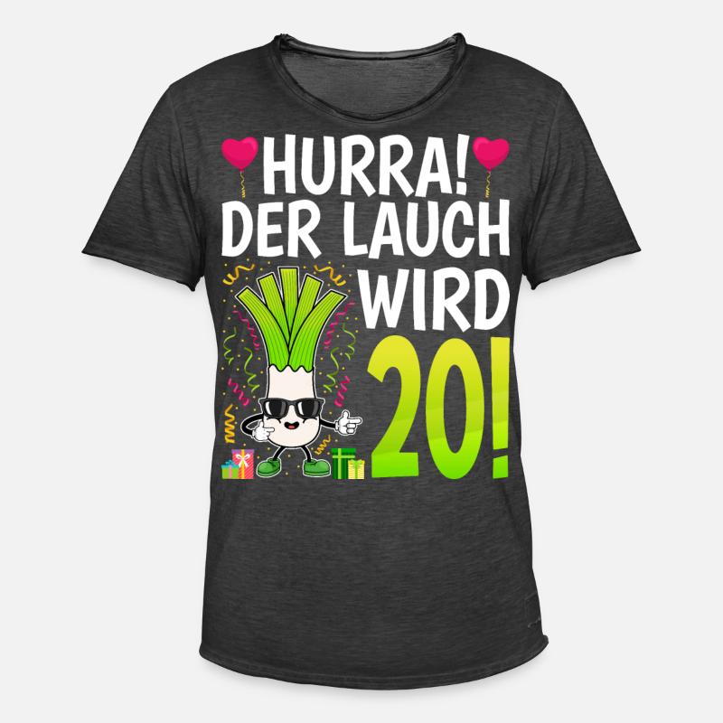 Hurra der Lauch wird 20 - Männer Vintage T-Shirt - Vintage Schwarz