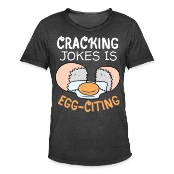 Egg, Eggs, Funny Saying, Pun Egg-citing Joke - Men's Vintage T-Shirt - washed black - Front