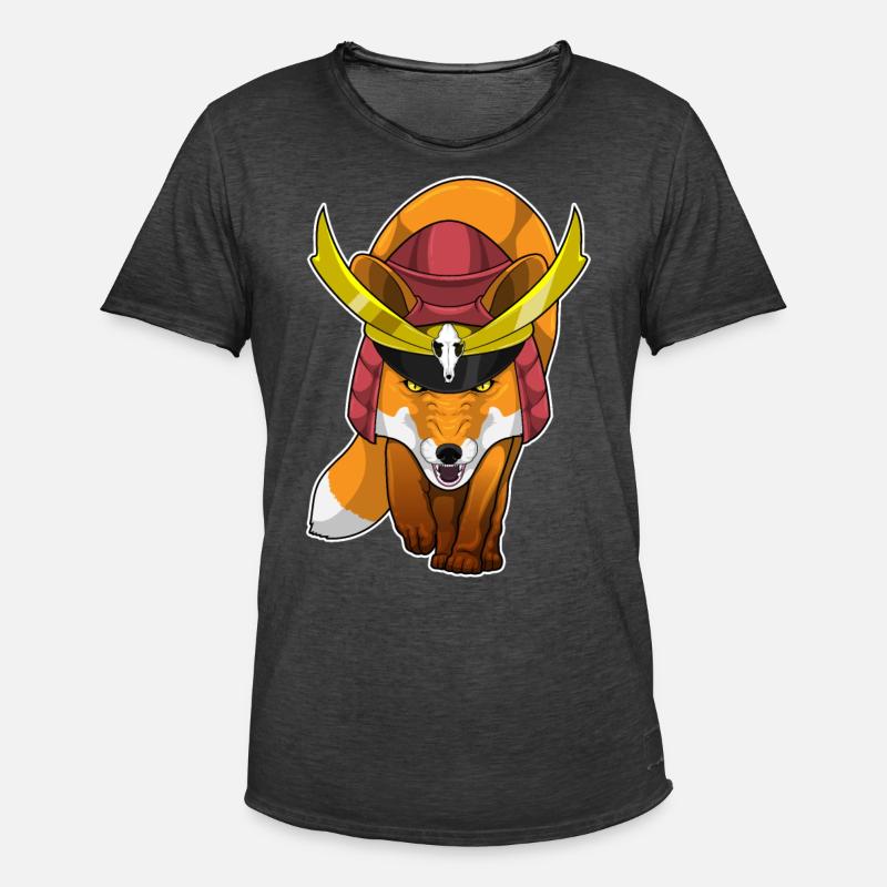 Fuchs Samurai Kampfkunst - Männer Vintage T-Shirt - Vintage Schwarz