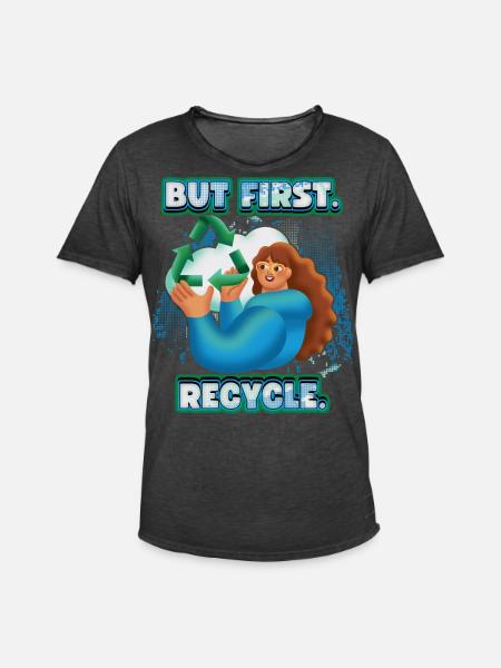 Recycle, recycle, environmental protection slogan - Men's Vintage T-Shirt - washed black