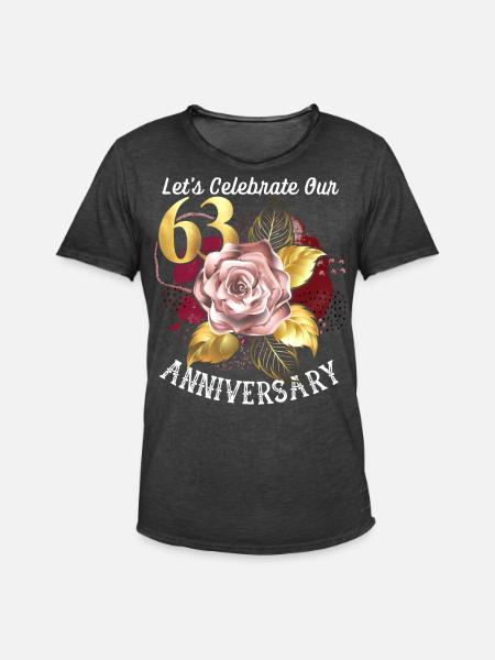 63ste verjaardag, jubileumviering, huwelijksverjaardag - Mannen Vintage T-shirt - vintage zwart