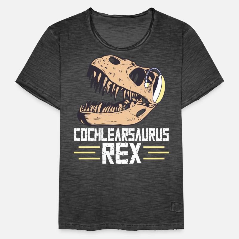 Deaf Pride Cochlear Implant Dinosaur Trex Men's Vintage T-Shirt
