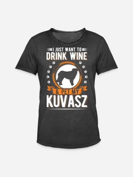 Kuvasz und Wein - Männer Vintage T-Shirt - Vintage Schwarz