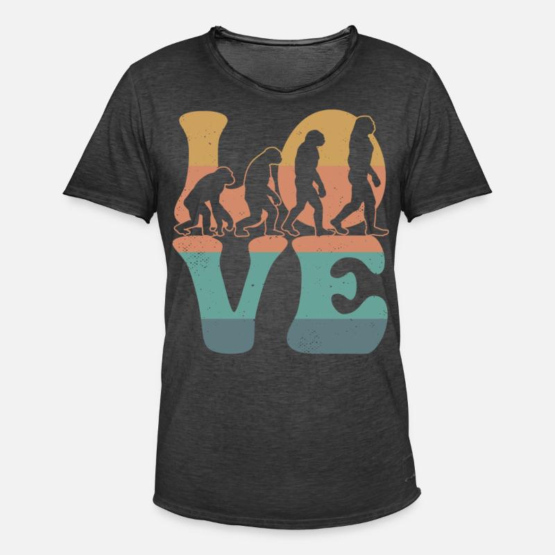 Charles Darwin Evolutionstheorie LIEBE - Männer Vintage T-Shirt - Vintage Schwarz