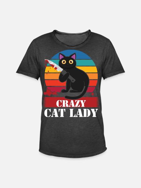 Crazy Cat Lady - Männer Vintage T-Shirt - Vintage Schwarz