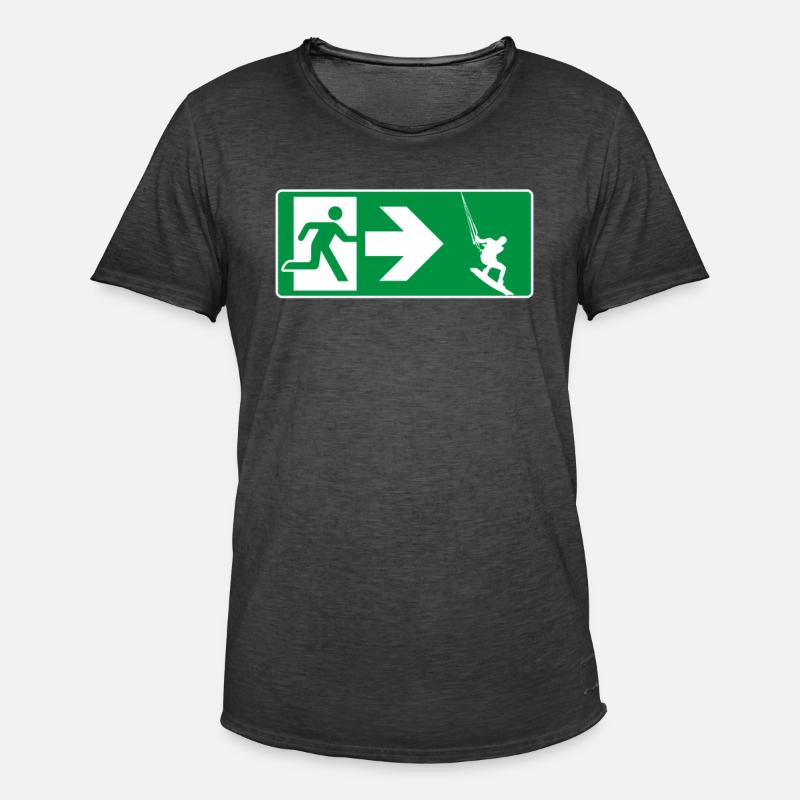 Emergency Exit Kitesurfing Kitesurfer - Men's Vintage T-Shirt - washed black