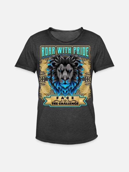 Lion Saying, Lion Head - Men's Vintage T-Shirt - washed black