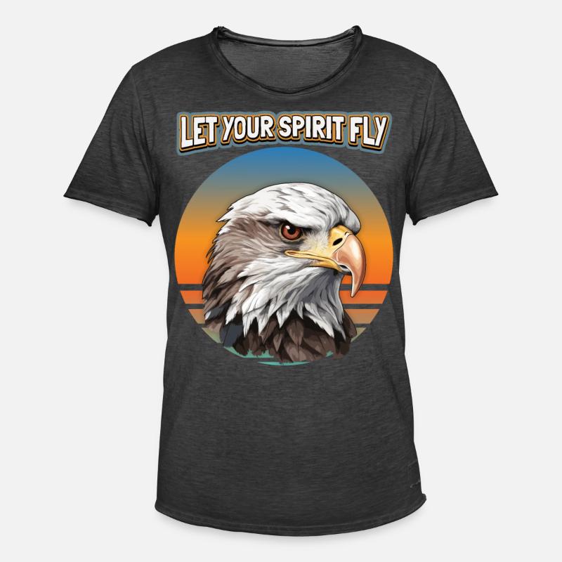 Eagle Motif, Eagle Illustration, Saying - Men's Vintage T-Shirt - washed black
