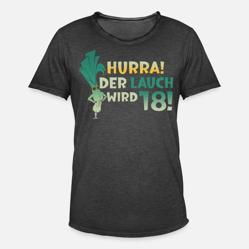 Hurra der Lauch wird 18 - Männer Vintage T-Shirt - Vintage Schwarz