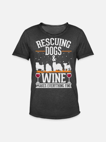 Hunderettung und Wein Straßenhund - Männer Vintage T-Shirt - Vintage Schwarz