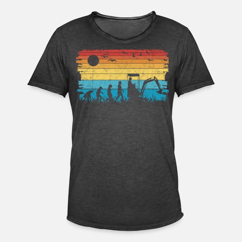 Bagger Evolution Baggerführer Baggerfahrer - Männer Vintage T-Shirt - Vintage Schwarz