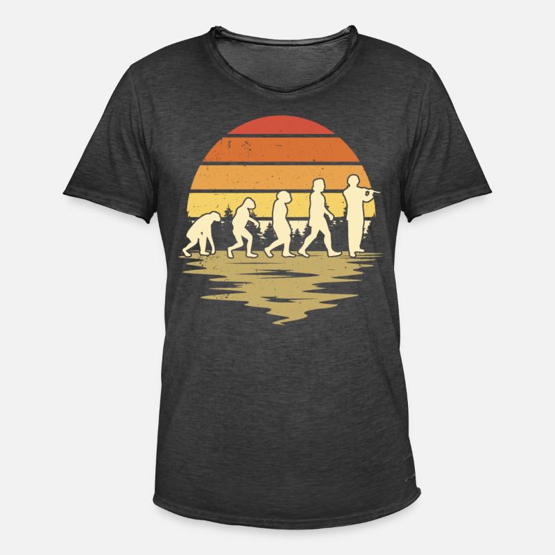 Querflöte Evolution Flöte Flötist - Männer Vintage T-Shirt - Vintage Schwarz