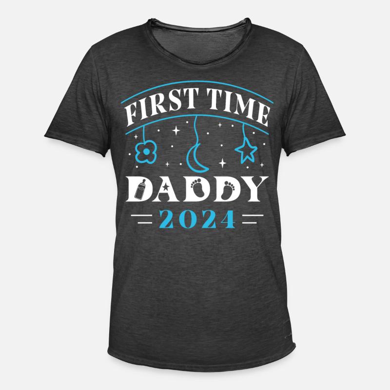 First Time Daddy 2024 - Männer Vintage T-Shirt - Vintage Schwarz