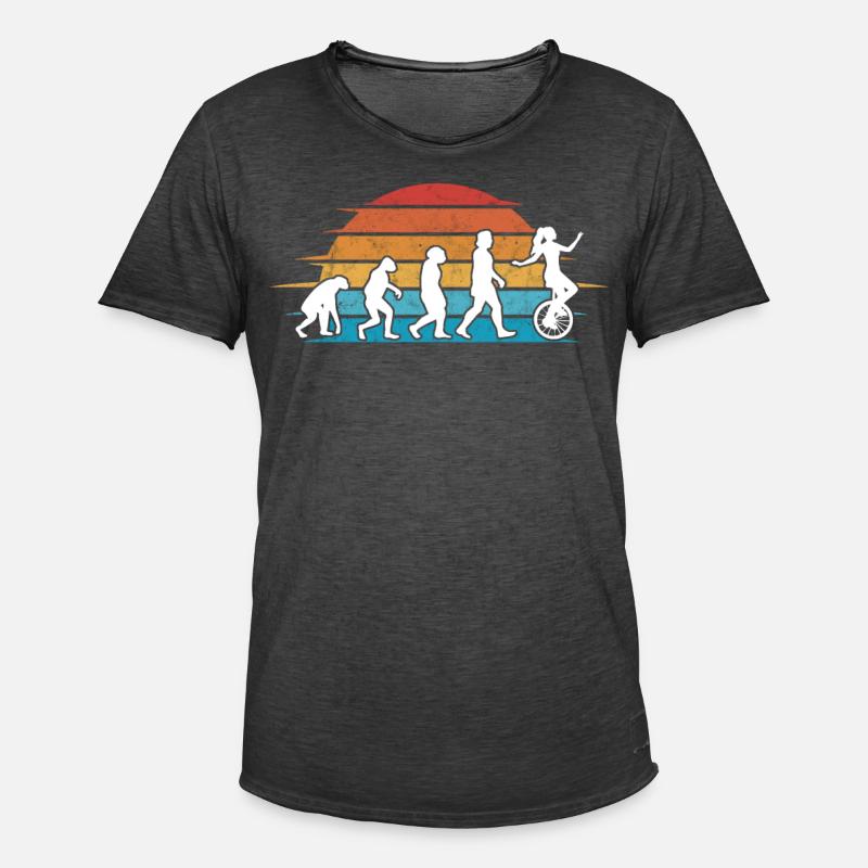 Einrad Evolution Einradfahrer - Männer Vintage T-Shirt - Vintage Schwarz