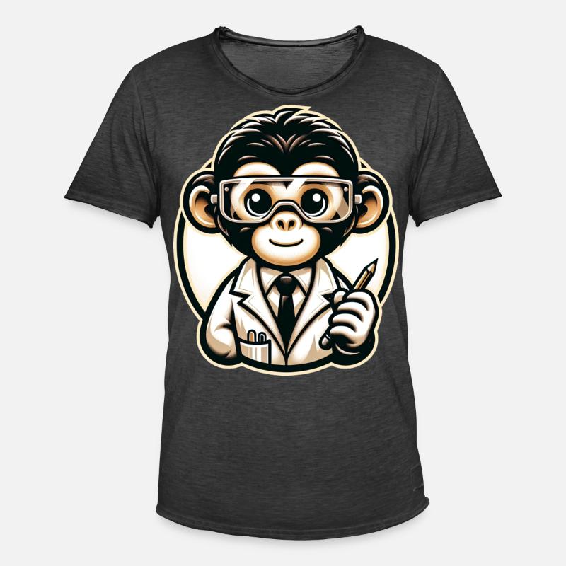 Cute Monkey Scientist - Männer Vintage T-Shirt - Vintage Schwarz
