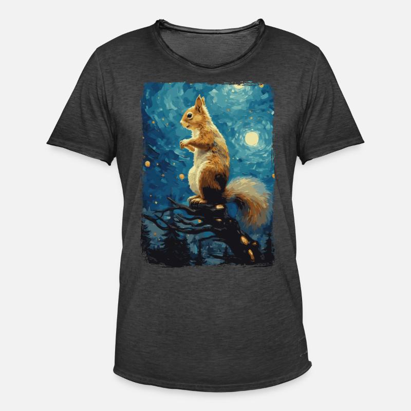 Eichhörnchen Starry Night - Männer Vintage T-Shirt - Vintage Schwarz