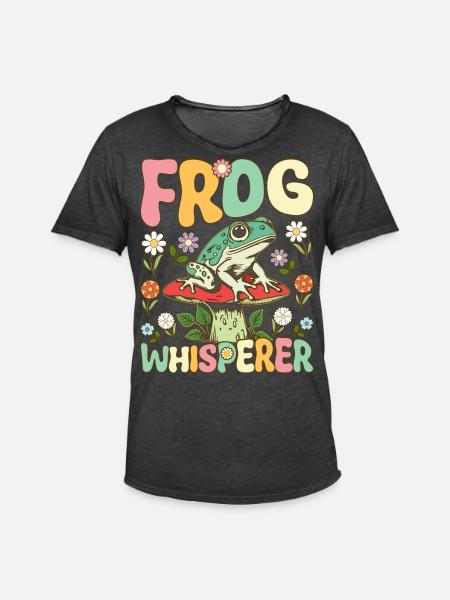 Groovy Frog Lovers - Men's Vintage T-Shirt - washed black