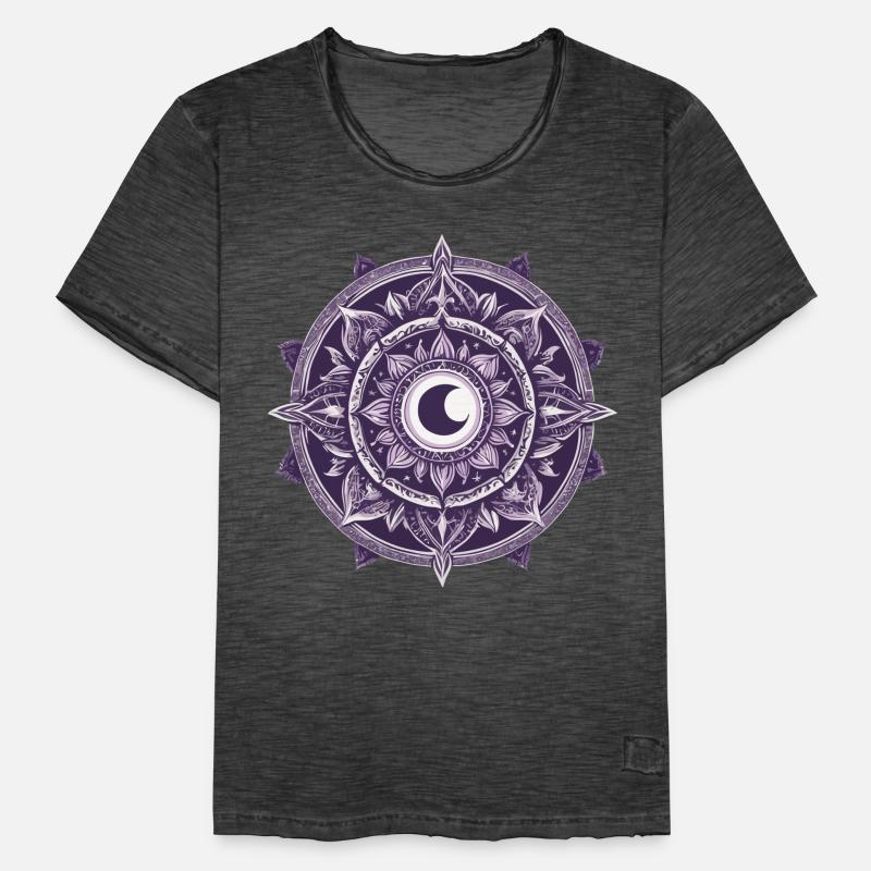 Moon Mandala Design Aesthetic Pattern Men's Vintage T-Shirt