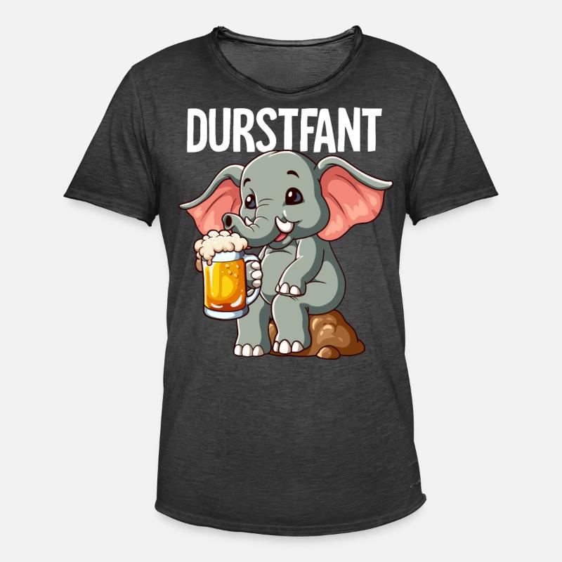 Durstfant Elefant Bier - Männer Vintage T-Shirt - Vintage Schwarz